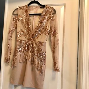 Sequin Bodycon Dress Nude